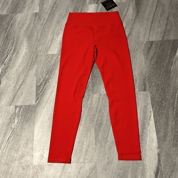 Til You Collapse Ribbed Classic Leggings - Red Medium workout gym Athleisure - Picture 3 of 9
